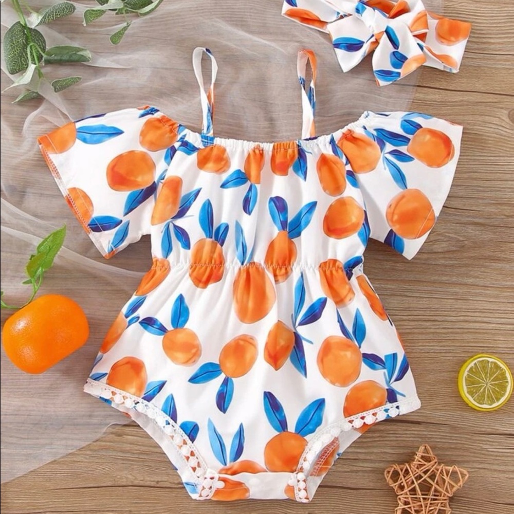 Fruit Print Baby Girl Bodysuit with Bow
